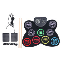 Roll Up Electric Drum Set Colorful with Foot Pedal and Drumsticks