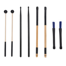 Drum Sticks Mallets Brushes Set Slick Finish Comfortable Grip