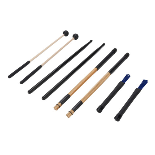 Drum Sticks Mallets Brushes Set Slick Finish Comfortable Grip 1