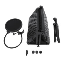 Microphone Isolation Shield 3 Panel Adjustable Folding with Tripod