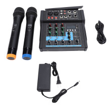 (US Plug) USB Mixing Console Dual Wireless Mic Karaoke EU Plug
