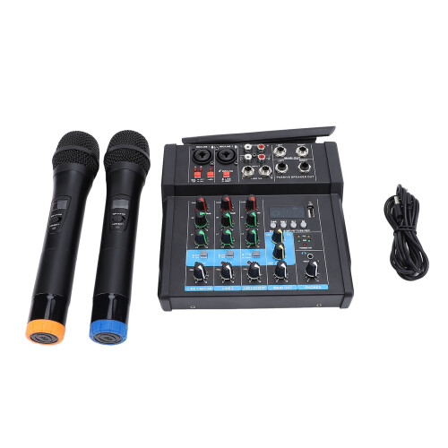 (EU Plug) USB Mixing Console Dual Wireless Mic Karaoke EU Plug 2