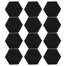 (Black) 12Pcs Acoustic Wedges Hex Beveled Edge Panels for Studio Gray White
