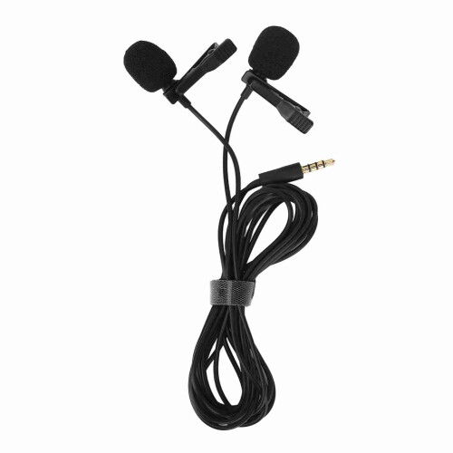 Black Double Head Lavalier Lapel Microphone No Driver Required 2