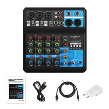 (EU Plug) 5-Way DJ Mixer USB Bluetooth Digital Sound Card EU Plug