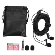 (EM2(double head)) Lavalier Mic Noise Reduction Clip On for Phones Computers Mixers EM2
