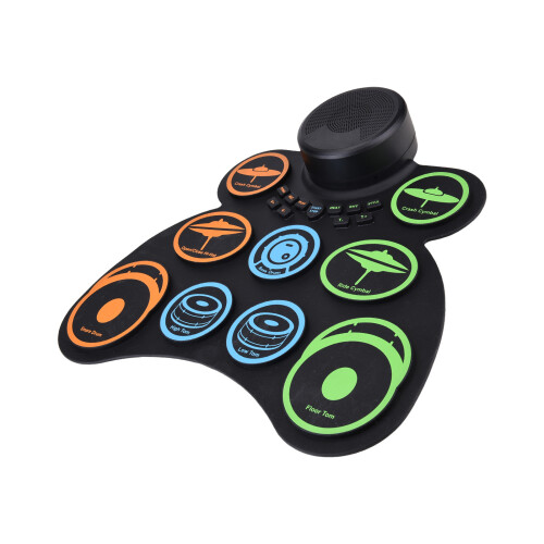 Electronic Drum Set 9 Pads MIDI Speaker Roll-Up Silicone 2