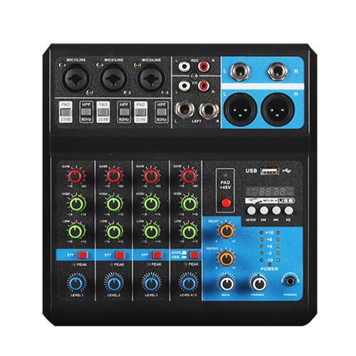 (EU Plug) 5-Way DJ Mixer USB Bluetooth Digital Sound Card EU Plug 1