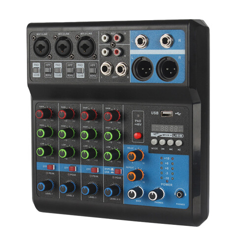 (EU Plug) 5-Way DJ Mixer USB Bluetooth Digital Sound Card EU Plug 2