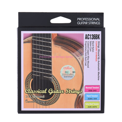 Alice AC136BK-H Black Nylon Classical Guitar Strings 6pcs (.0285-.044)