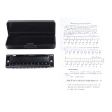Black C Key 10 Hole Harmonica Stainless Steel Resin Thickened Cover