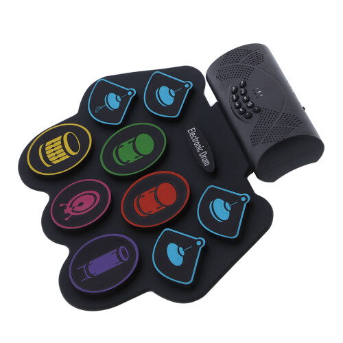 (US Plug) Electronic Drum Pad Set Bluetooth MIDI Foldable Kit Battery Speaker 2