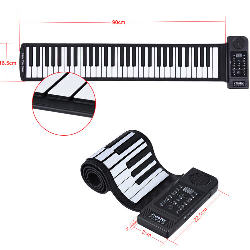 Portable Roll Up Silicon 61-Key MIDI Keyboard with Speaker