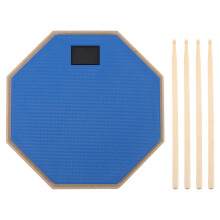 (Blue) 12in Silent Drum Pad Set Rubber Quiet Practice 2 Pair Sticks Blue