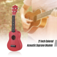 21 Inch Colored Acoustic Soprano Ukulele Basswood with Bag Strap