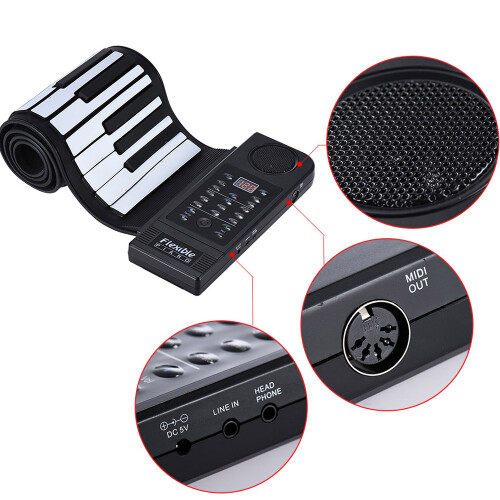 Portable Roll Up Silicon 61-Key MIDI Keyboard with Speaker 1