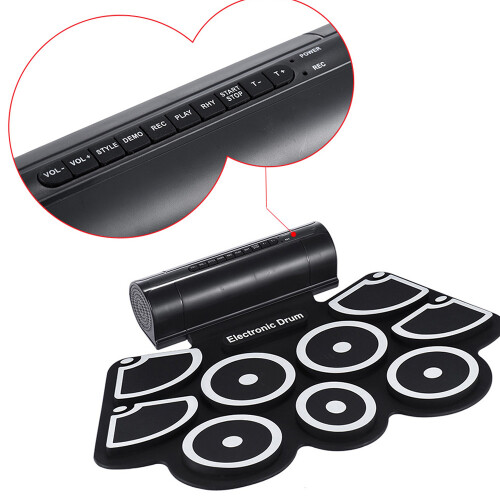 Portable Electronic Drum Pad Set 9 Silicon Pads USB 1