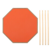 (Orange) 8 Inch Rubber Silent Drum Practice Pad Blue 2 Pairs Drumsticks