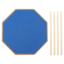 (Blue) 8 Inch Rubber Silent Drum Practice Pad Blue 2 Pairs Drumsticks