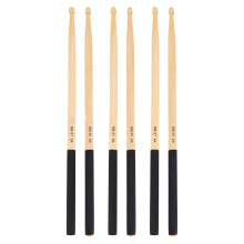 3 Pairs 5A Wooden Drumsticks Black Non Slip Handles Kids Adults