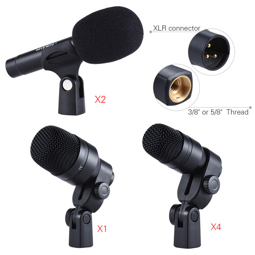 DMS-D7 Drum Set Wired Mic Kit 1 Big 4 Small 2 Condenser Mics
