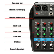 TU04 BT Audio Mixer 4 Channels 48V Phantom Power USB Recording