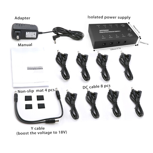 ammoon Compact Guitar Effect Power Supply 8 Isolated DC 9V/18V