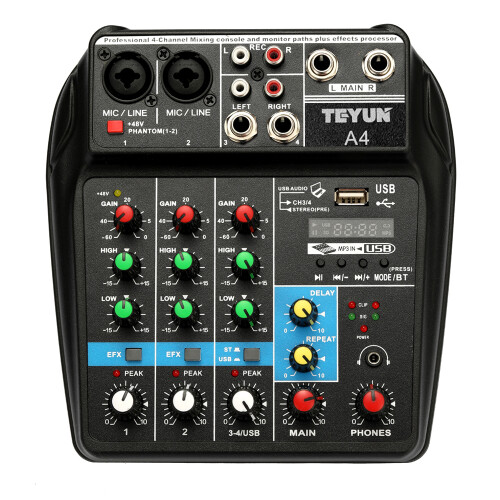 TU04 BT Audio Mixer 4 Channels 48V Phantom Power USB Recording 1