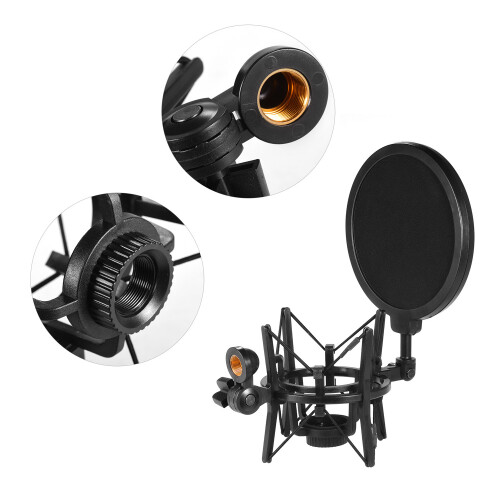 Universal Plastic Condenser Mic Shock Mount with Pop Filter 1