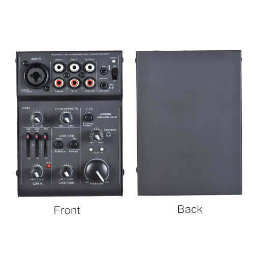AGE03 5-Channel Mini Mixer USB Audio Interface Echo Effect USB Powered 2