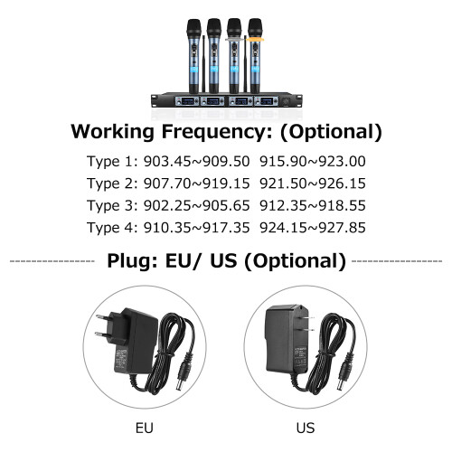 4D 4 Channel UHF Wireless Mic System 4 Mics 1 Receiver Audio LCD 1