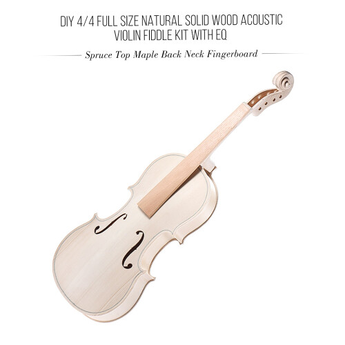 4/4 Full Size Solid Wood Acoustic Violin Kit Spruce Top Maple Back EQ 2