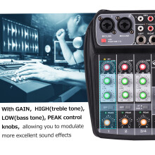 AI-4 4-Channel Digital Audio Mixer BT MP3 USB 48V Phantom Power