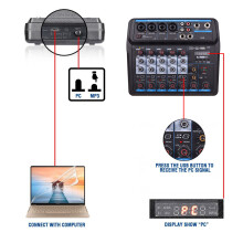 U6 6-Channel Musical Mini Mixer BT USB with Phantom Power EU Plug