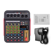 TM4 4-Channel Audio Mixer Built-in 48V Phantom Power BT Professional
