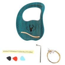 19-String Wooden Lyre Harp with Tuning Wrench 3pcs Picks