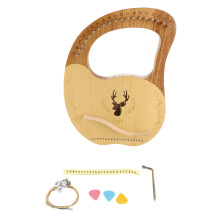 19 String Lyre Harp Portable Wooden Resonance Box Tuning Wrench