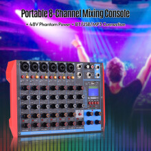 AG-8 8-Channel Digital Mixer +48V Phantom BT/USB/MP3 DJ Live Karaoke