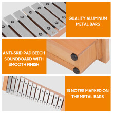 13-Note Glockenspiel Portable Aluminum Piano Xylophone Wooden Sticks