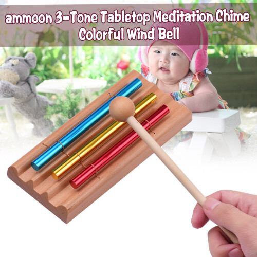 3-Tone Tabletop Chime Meditation Wind Bell with Mallet 2