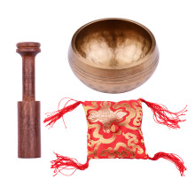 Tibetan Singing Bowl Set 8cm Handmade Metal Sound Bowl Cushion Striker