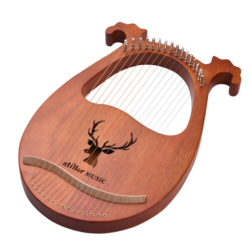 16 String Lyre Harp Solid Wood with Tuning Hammer Cloth Picks 1