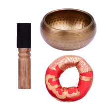 Tibetan Singing Bowl Set 10.5cm Metal Bowl Cushion Wooden Striker