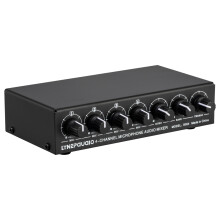4-Channel Mini Microphone Mixer with Stereo Output and EQ Adjustment