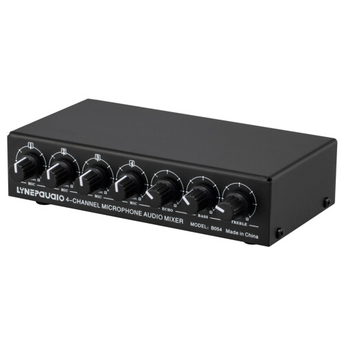 4-Channel Mini Microphone Mixer with Stereo Output and EQ Adjustment 1