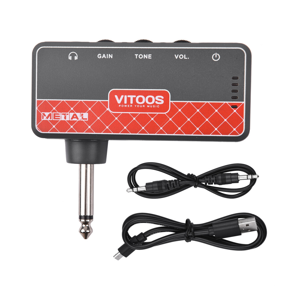 Vitoos Metal Guitar Headphone Amp 1/4" 3.5Mm Jack Rechargeable 585383859112