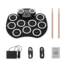 Portable Roll Up Digital Drum Pad with Speakers Foot Pedals