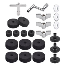 23pcs Cymbal Accessories: Felt Pads, Sleeves, Nuts, Washers, Drum Key