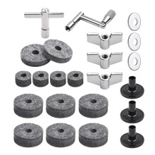 23pcs Cymbal Accessories: Felt Pads, Sleeves, Nuts, Washers, Drum Key