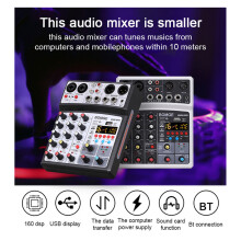 Portable 4-Channel BT Mixer USB 16 DSP Effects DJ Console